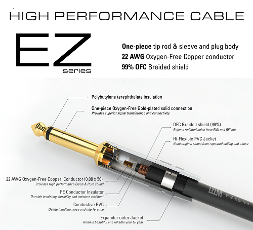 Leem EZ10SL | High Performance Guitar Cable | 10Ft