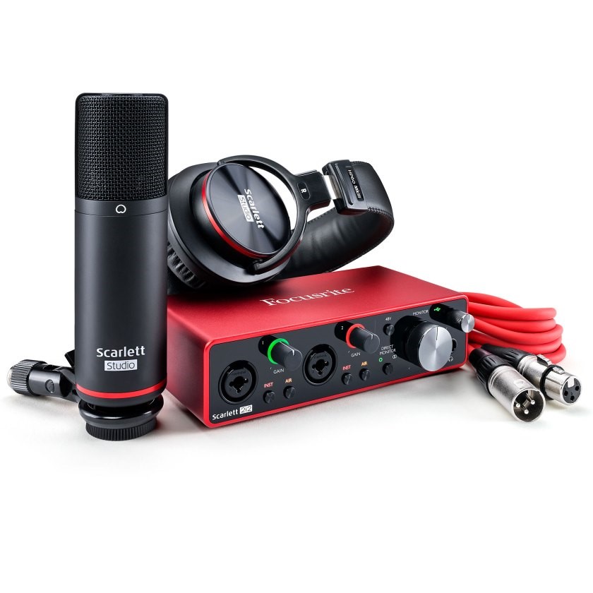 Focusrite Scarlett 2i2 Studio 3rd Gen USB Audio Interface, Microphone and Headphones