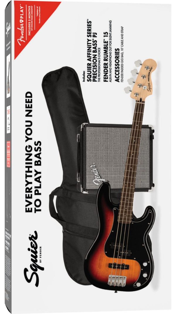 Squier Affinity Precision Bass Pack| Rumble 15w Amp | Access | 3 TSB