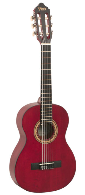 Valencia VC203 Nylon String Beginner's Guitar 3/4 Size |Trans Wine Red