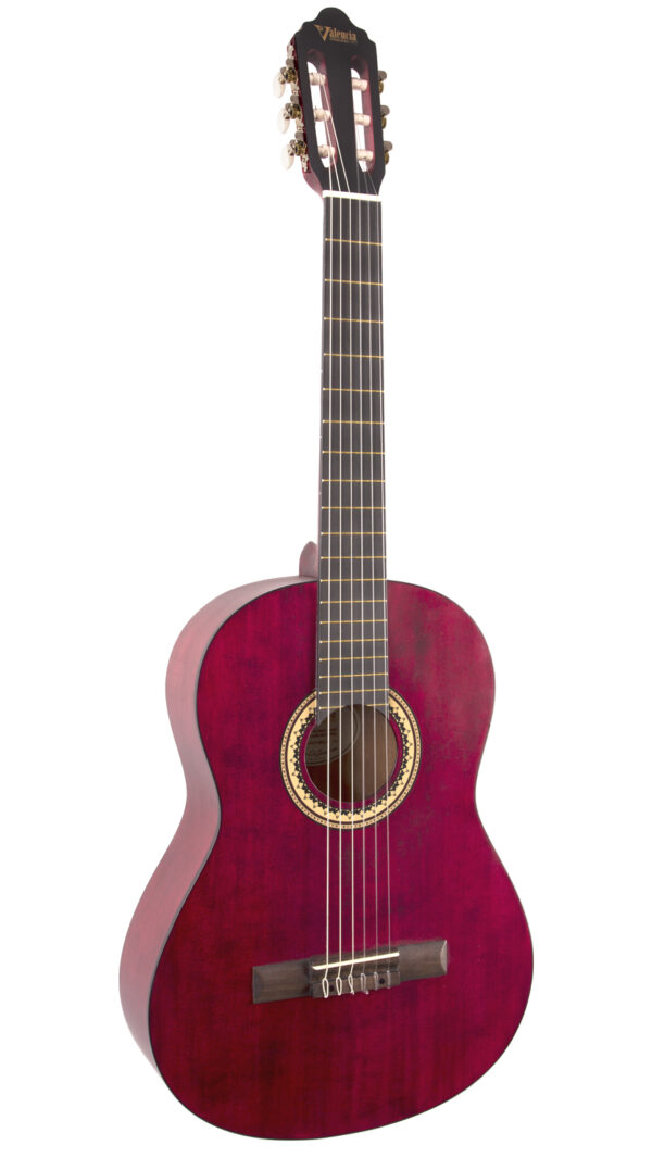 Valencia VC204 Classical Guitar Full Size | Translucent Red