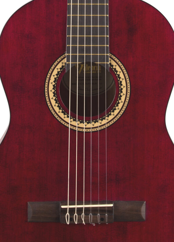 Valencia VC204 Classical Guitar Full Size | Translucent Red