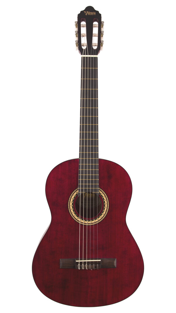 Valencia VC204 Classical Guitar Full Size | Translucent Red