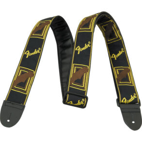 Fender Monogrammed Guitar Strap | Black/Yellow with Brown