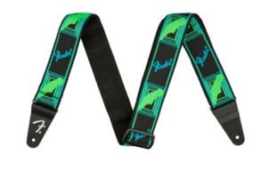 Fender Neon Monogram Guitar Strap | Green / Blue