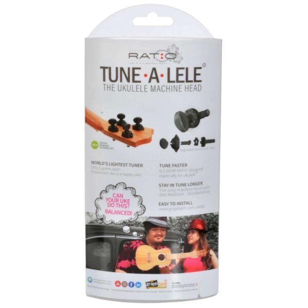 Graph Tech PRU-4004-BK | Ratio Tune-a-Lele Ukulele Tuners | 4 Black