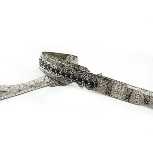 Oakman 03H Snakeskin Style Leather Strap with Rings | Grey