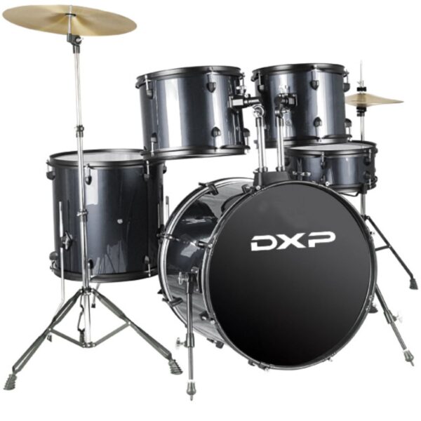 DXP 5 Piece Beginners Drum Kit with Stool and Cymbals | Silver