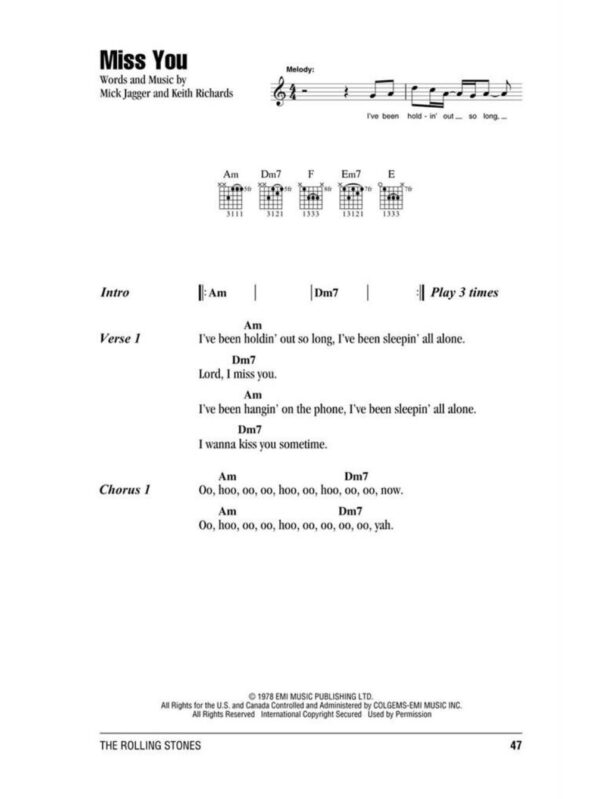 The Rolling Stones | Guitar Chord Songbook | 35 Songs