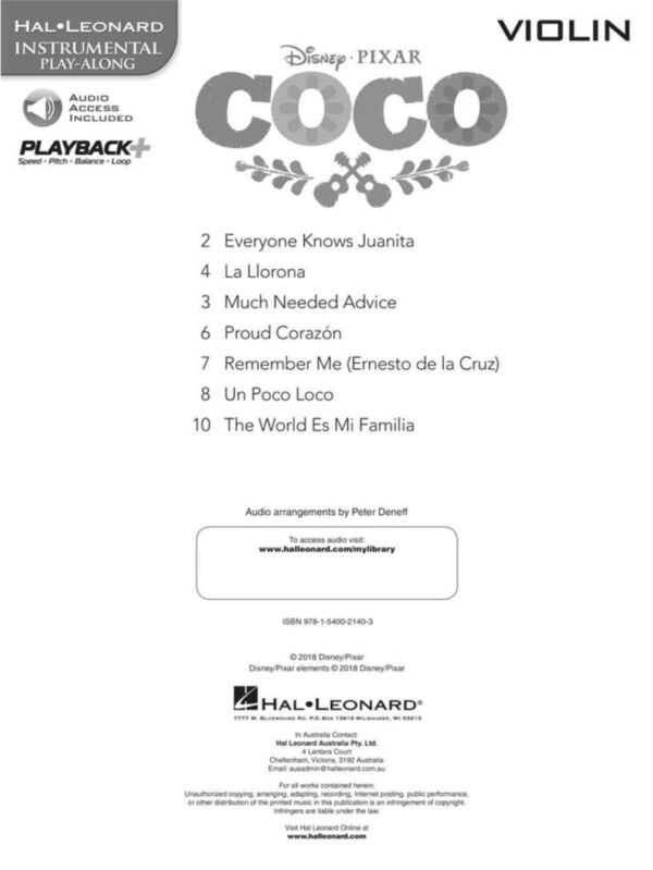 Coco | Instrumental Play Along | 7 Songs from the Film | Violin