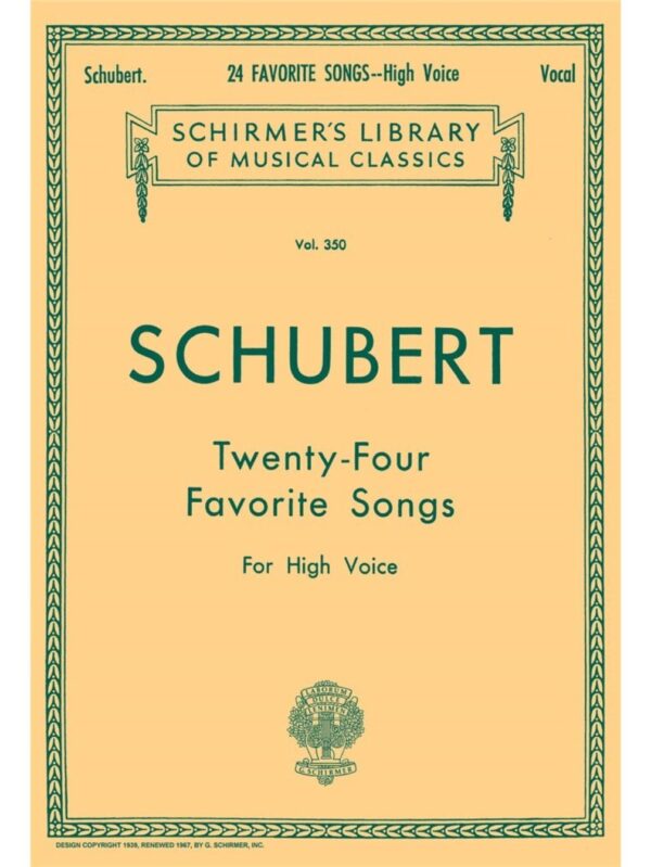 Schubert | Twenty-Four Favourite Songs | Vocal, For High Voice