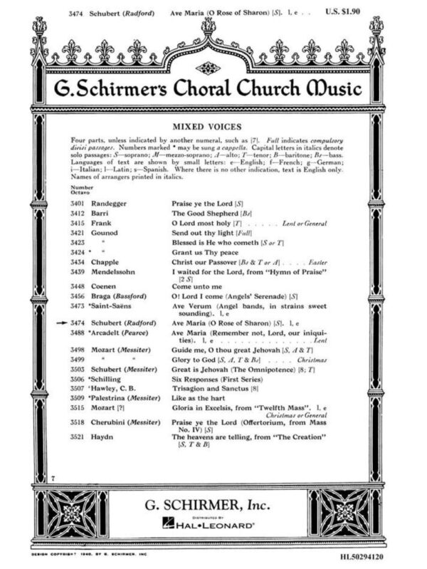 Franz Schubert | Ave Maria | SATB Choral | Choice of English or Latin