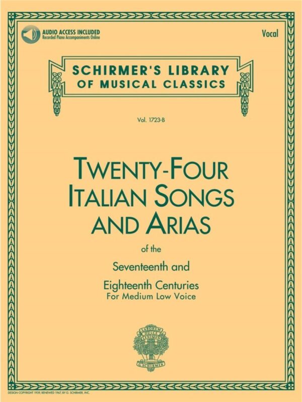 24 Italian Songs and Arias | 17th and 18th Century | Medium Low Voice