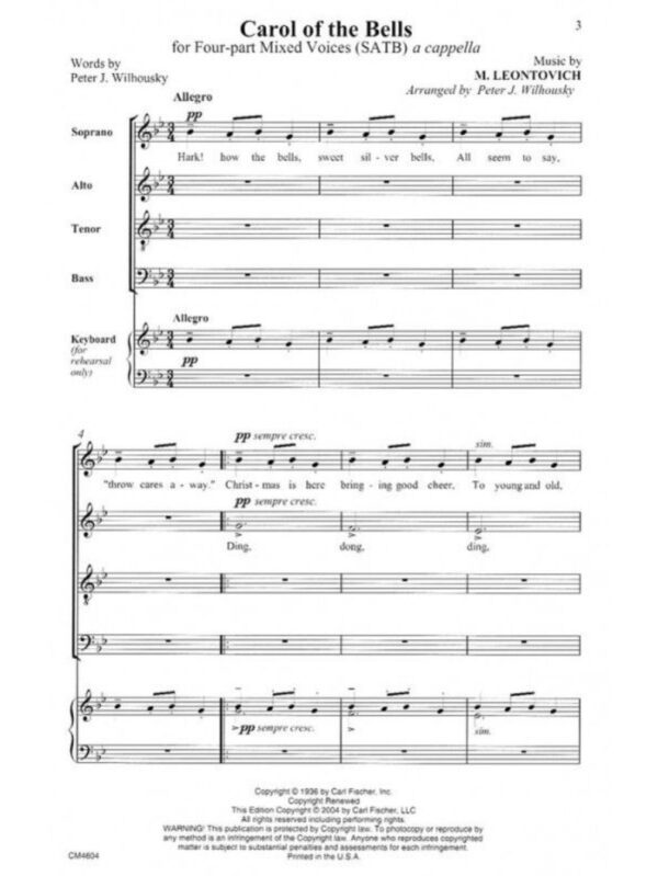 Carol of the Bells | A Ukranian Carol | for SATB