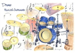 Little Snoring Gifts: 7x5 Greetings Card - Drums Design