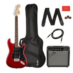 Squier Strat Pack SSS Guitar Pack | Amp  |Bag, Access |Candy Apple Red