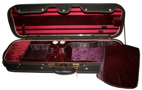 McBrides Oblong Violin Case with Hygrometer & Thermometor |Black & Red