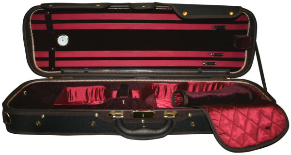 McBrides Oblong Violin Case | Hygrometer & Thermometor | Black & Wine