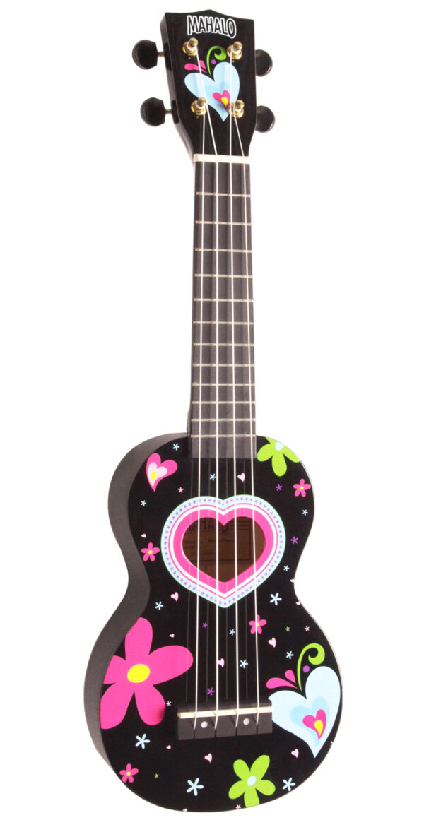 Mahalo U-Art Series Heart Design Soprano Ukulele | Black