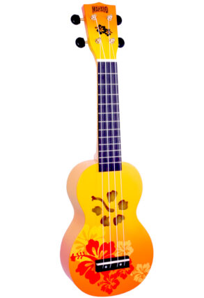 Mahalo Hibiscus Soprano Ukulele | Orange Burst