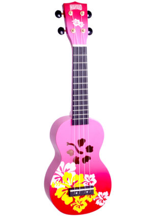 Mahalo Hibiscus Soprano Ukulele | Red Burst