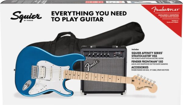 Squier Affinity HSS Strat Guitar Pack | Amp, Gigbag +|Lake Placid Blue