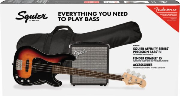 Squier Affinity Precision Bass Pack| Rumble 15w Amp | Access | 3 TSB