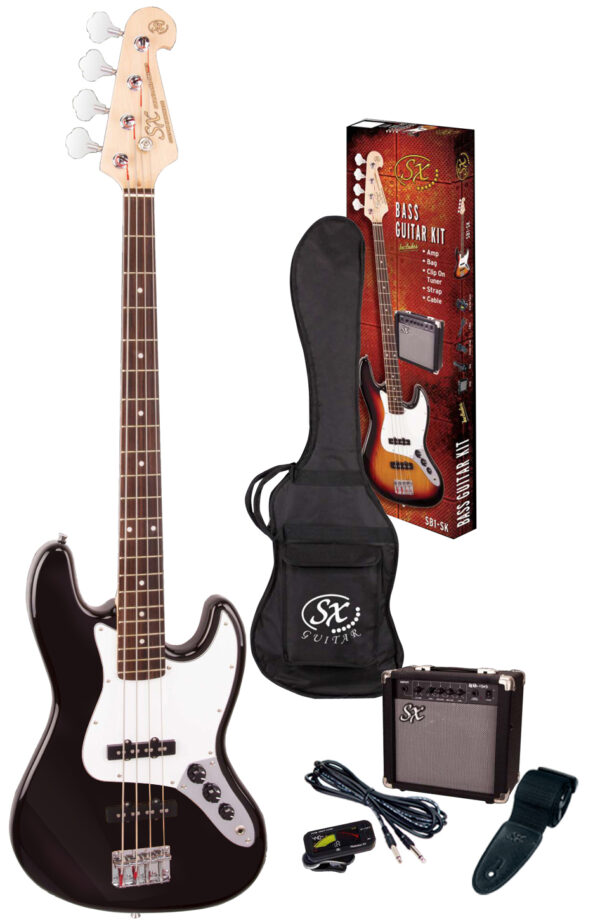 SX Jazz Bass Kit | Bass | Amp | Cover and Accessories | Black