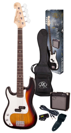 SX Left Handed Precision Bass Kit | 3 Tone Sunburst