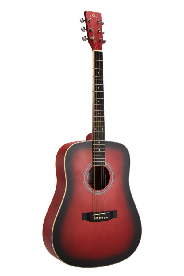 SX SD104 l Beginners Acoustic Guitar Kit | Bag, Tuner, Capo  +| Red