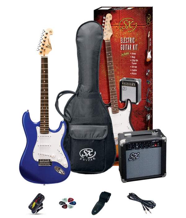 SX SE1 Strat Style Guitar Pack | Electric Blue