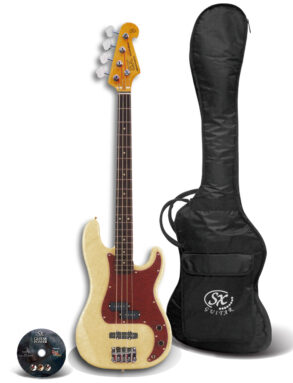 SX SPJ62 Jazz Bass Pack | Vintage White