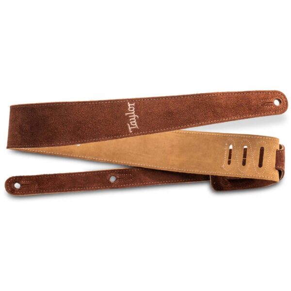 Taylor | Guitar Strap | Chocolate Brown | Embroidered  Suede | 2.5″