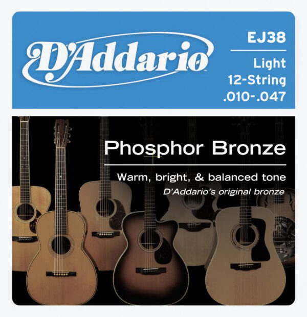 D’Addario EJ38 12-string Guitar Phosphor Bronze Strings | Light