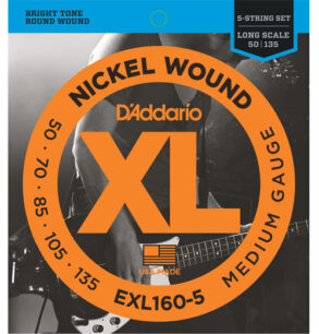 D’Addario Nickel Wound 5-String Bass String Set | 50-135 Gauge