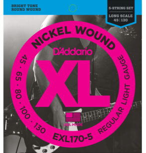 D’Addario Nickel Wound 5-String Bass String Set | 45-130 Gauge