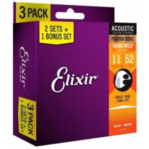 Elixir E16544 | Electric Guitar Nanoweb 011-052 | Three Set Value Pack