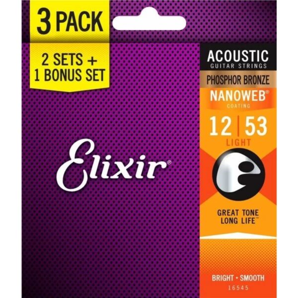 Elixir E16545 | Electric Guitar Nanoweb 012-053 | Three Set Value Pack