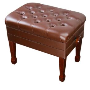 Apextone Deluxe Piano Stool | Adjustable | Real leather Seat | Brown