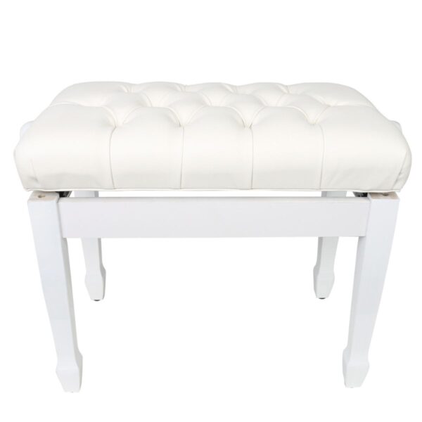 Apextone Deluxe White | Padded Adjustable Piano Stool