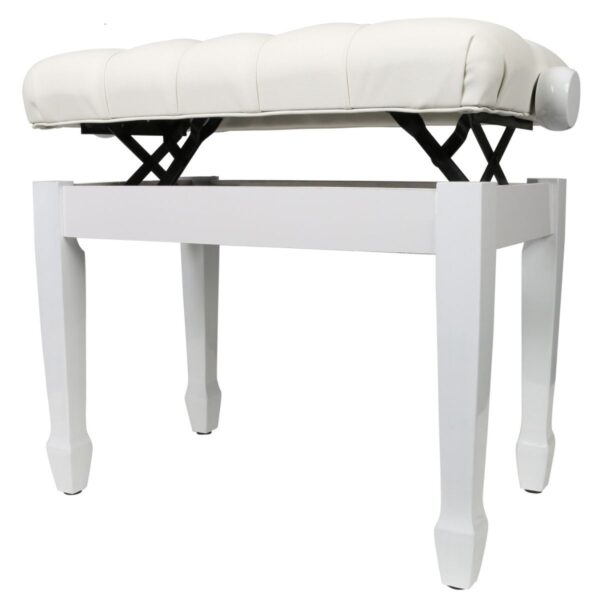 Apextone Deluxe White | Padded Adjustable Piano Stool