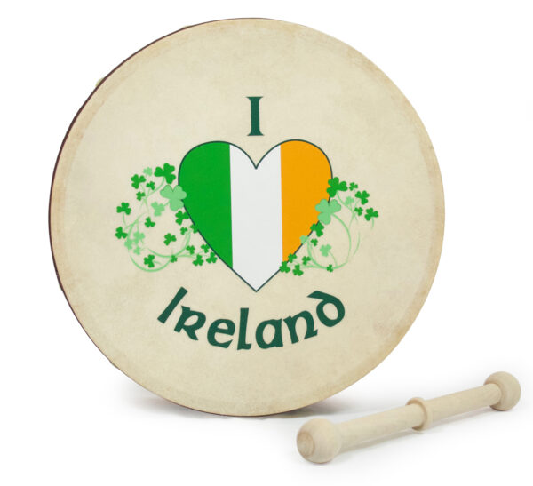 Waltons 8″ I Love Ireland Tri-Colour Bodhran