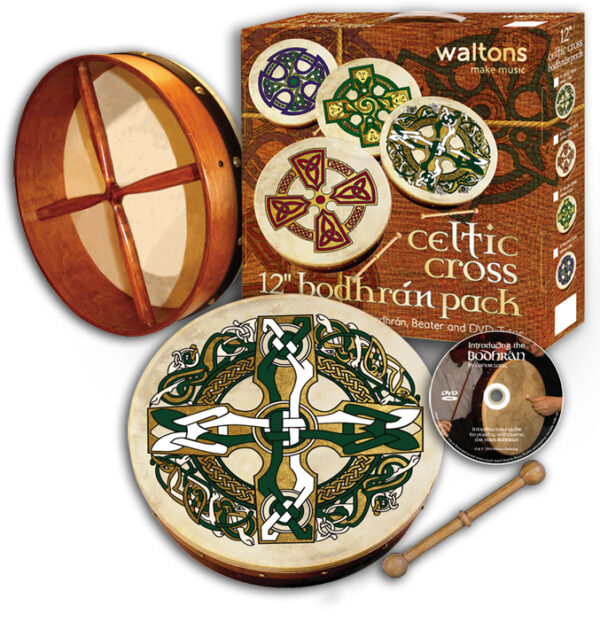 Waltons 12″ Celtic Cross Bodhran Pack | Gaelic Cross