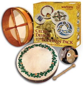 Waltons 12″ Celtic Design Bodhran Pack | Shamrock