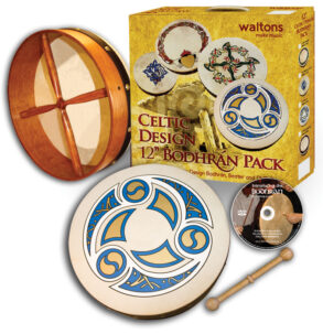 Waltons 12″ Celtic Design Bodhran Gift Pack | Cover | Trinity Design