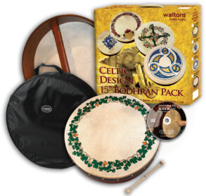 Waltons 15″ Celtic Design Bodhran Pack | Shamrock