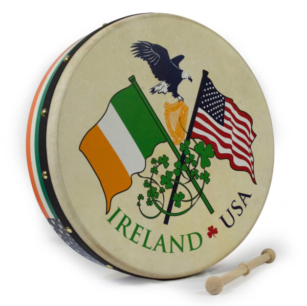 Waltons 15″ Irish/USA Flag Design Bodhran