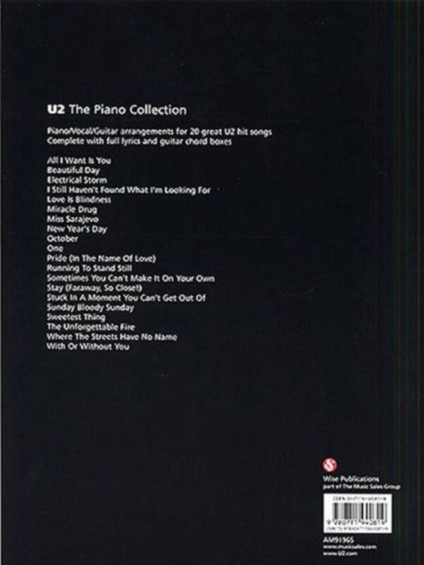 U2 | The Piano Collection | Piano Solo Lyrics and Chords