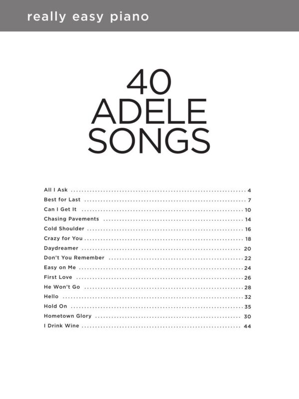 40 Adele Songs , Really Easy Piano