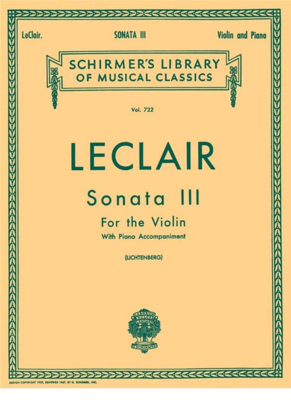 Leclair | Sonata for Violin in D No 3 | Violin and Piano